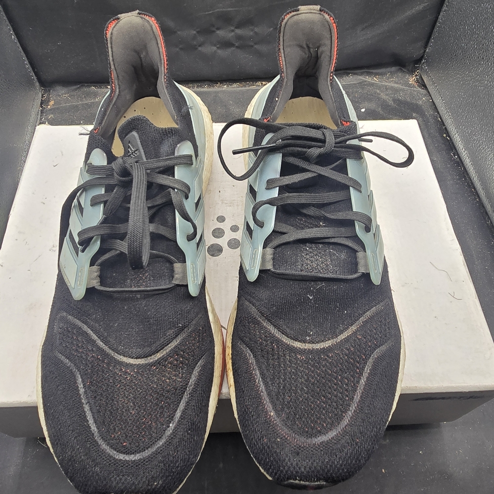adidas Black Athletic Shoes with Light Blue Accents